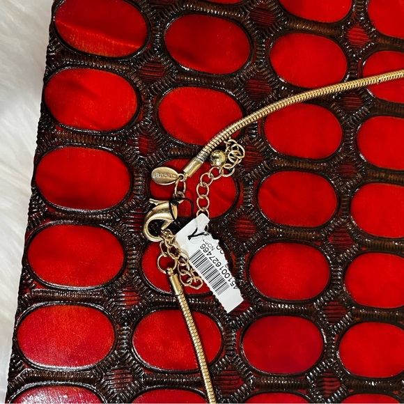 NEW Chico’s Sliced Agate + Gold Floating Pendant Long 20” Necklace Brown Tan NWT - Picture 12 of 16